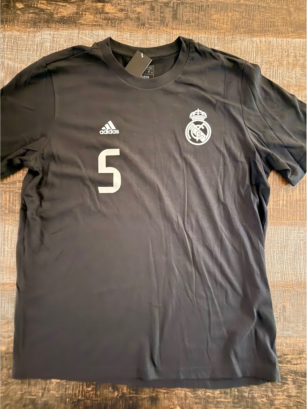 XL Adidas Real Madrid Black Cotton T-shirt Bellingham #5